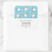 Cute Kitty Cat Pattern Whimsical Kitchen Vierkante Sticker (Tas)