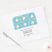 Cute Kitty Cat Pattern Whimsical Kitchen Vierkante Sticker (Envelop)