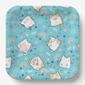 Cute Kitty Cat Pattern Whimsical Papieren Bordje (Voorkant)