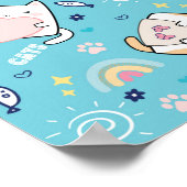 Cute Kitty Cat Pattern Whimsical Poster (Hoek)