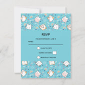 Cute Kitty Cat Pattern Whimsical RSVP Kaartje (Voorkant)