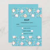Cute Kitty Cat Pattern Whimsical RSVP Kaartje (Voorkant / Achterkant)
