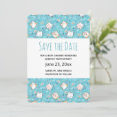 Cute Kitty Cat Pattern Whimsical Save the Date (Staand voorkant)