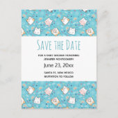 Cute Kitty Cat Pattern Whimsical Save the Date Uitnodiging Briefkaart (Voorkant)