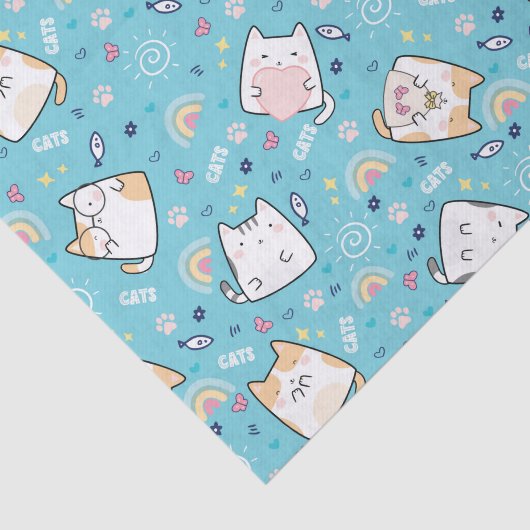 Cute Kitty Cat Pattern Whimsical Tissuepapier (Detail)
