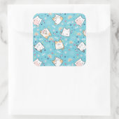 Cute Kitty Cat Pattern Whimsical Vierkante Sticker (Tas)