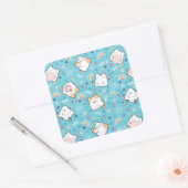 Cute Kitty Cat Pattern Whimsical Vierkante Sticker (Envelop)