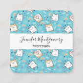 Cute Kitty Cat Pattern Whimsical Vierkante Visitekaartje (Voorkant)