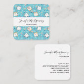 Cute Kitty Cat Pattern Whimsical Vierkante Visitekaartje (Voorkant / Achterkant)