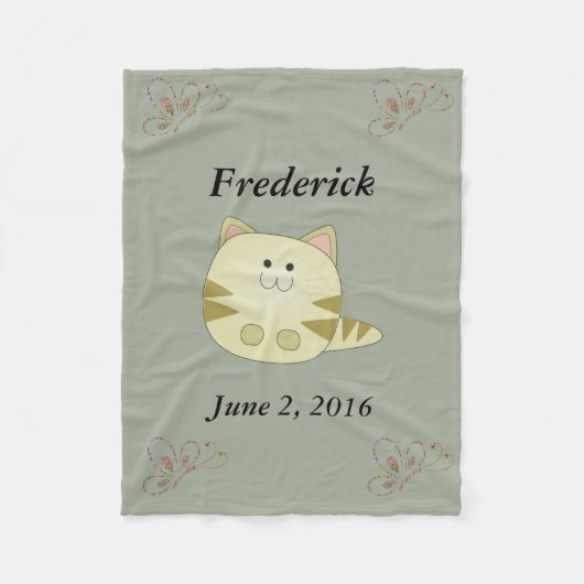 Cute Kitty Cat Personalized Fleece Blanket Deken (Voorkant)