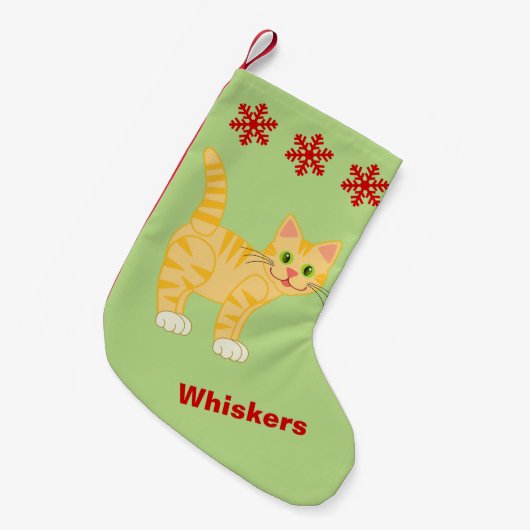 Cute Kitty Cat Pet Snowflakes Optionele aangepaste Kleine Kerstsok (Voorkant (Hangend))