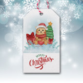 Cute Kitty Cat Santa Hat Kerstmis Cadeaulabel