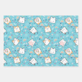 Cute Kitty Cat Whimsical Patroon Inpakpapier Vel (Voorkant)