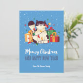 Cute Kitty Cat Winter Holiday Meowy Kerstmis Feestdagenkaart (Staand voorkant)