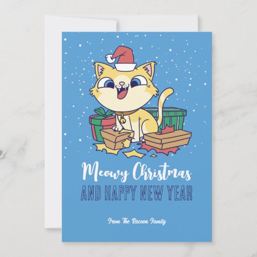Cute Kitty Cat Winter Holiday Meowy Kerstmis Feestdagenkaart (Voorkant)