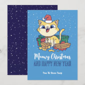 Cute Kitty Cat Winter Holiday Meowy Kerstmis Feestdagenkaart (Voorkant / Achterkant)