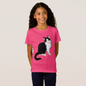 Cute Kitty Cat, zwart en wit T-shirt (Voorkant volledig)