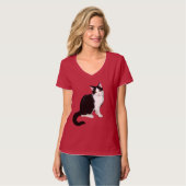 Cute Kitty Cat, zwart en wit T-shirt (Voorkant volledig)