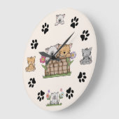 Cute Kitty Cats and Paw Prints Grote Klok (Hoek)