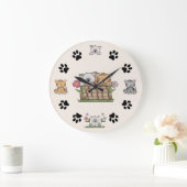 Cute Kitty Cats and Paw Prints Grote Klok (Huis)