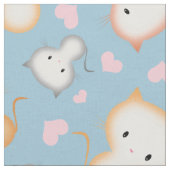 Cute Kitty Cats en Hearts Pattern Stof (Close Up)
