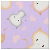 Cute Kitty Cats en Hearts Pattern Stof (Close Up)