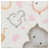 Cute Kitty Cats en Hearts Pattern Stof (Close Up)