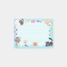 Cute Kitty Cats Paprint Baby Light Blue