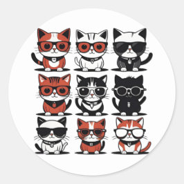 Cute Kitty Cats Ronde Sticker