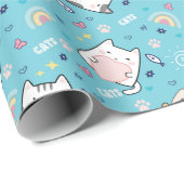 Cute Kitty Cats Whimsical Patroon Cadeaupapier (Rol Hoek)