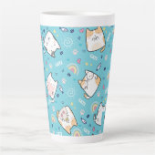 Cute Kitty Cats Whimsical Patroon Latte Mok (Voorkant)