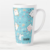 Cute Kitty Cats Whimsical Patroon Latte Mok (Rechts)