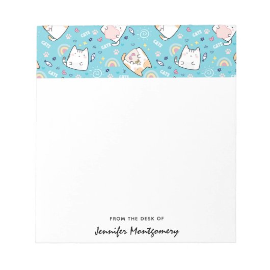 Cute Kitty Cats Whimsical Patroon Notitieblok (Voorkant)