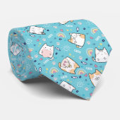 Cute Kitty Cats Whimsical Patroon Stropdas (Opgerold)