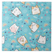 Cute Kitty Cats Whimsical Patroon Tegeltje (Voorkant)