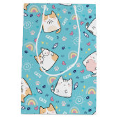 Cute Kitty Cats Whimsical Pattern Happy Birthday Medium Cadeauzakje (Achterkant)