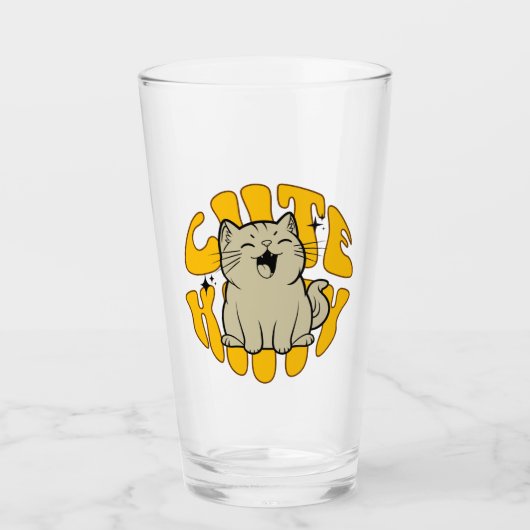 Cute Kitty Glazen Beker (Voorkant)