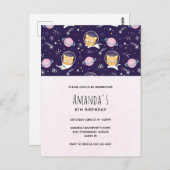 Cute Kitty Kat Astronauten Patroon Verjaardag Briefkaart (Voorkant / Achterkant)