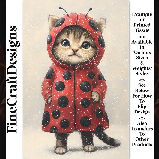 Cute Kitty Kat Gekleed Als Lieveheersbeestje AK3F Tissuepapier