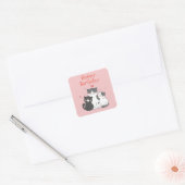 Cute Kitty Kat Roze Verjaardag Vierkante Sticker (Envelop)