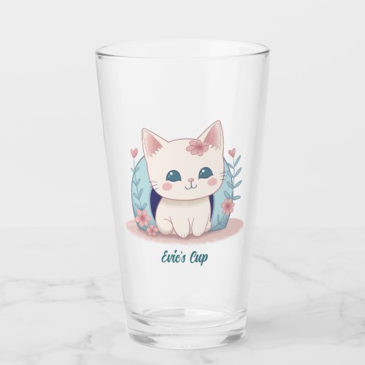 Cute Kitty Kawaii Chibi  Glas (Voorkant)