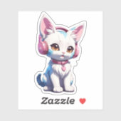 Cute Kitty met koptelefoon Magie Sticker (Vel)
