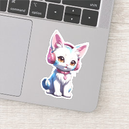 Cute Kitty met koptelefoon Magie Sticker
