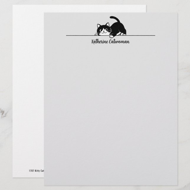 Cute Kitty Minimalistisch Design - CAT 6 Briefhoofd (Voorkant / Achterkant)