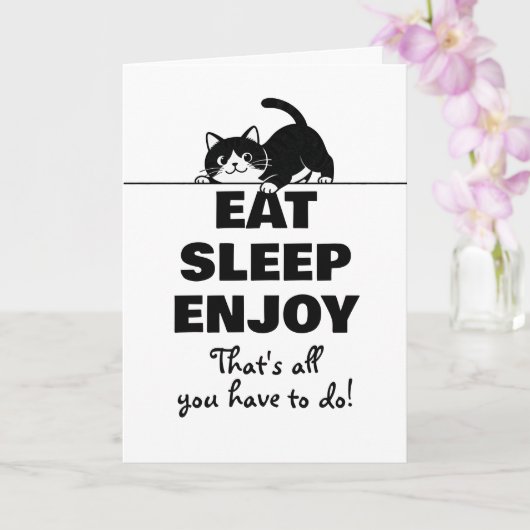 Cute Kitty Minimalistisch Design - CAT 6 Kaart (Orchidee)