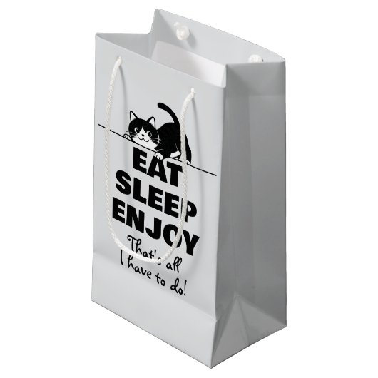 Cute Kitty Minimalistisch Design - CAT 6 Klein Cadeauzakje (Voorkant Gekanteld)