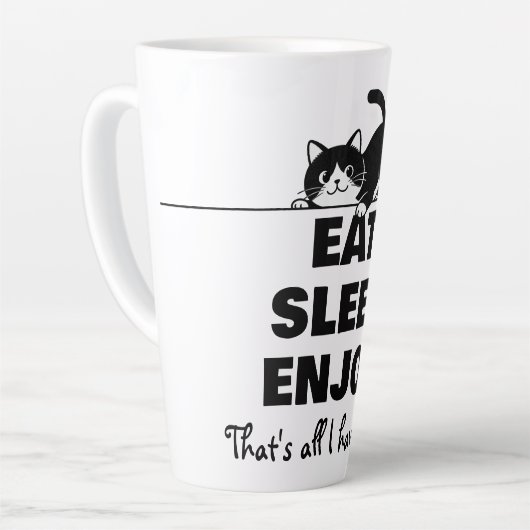 Cute Kitty Minimalistisch Design - CAT 6 Latte Mok (Linkerhoek)