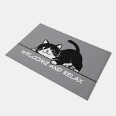 Cute Kitty Minimalistisch Design - CAT 6 + tekst Deurmat (Schuin)