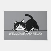 Cute Kitty Minimalistisch Design - CAT 6 + tekst Deurmat (Voorkant)