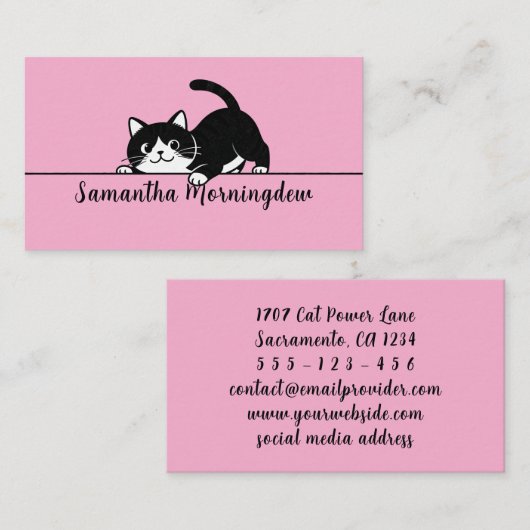 Cute Kitty Minimalistisch Design - CAT 6 Visitekaartje (Voorkant / Achterkant)
